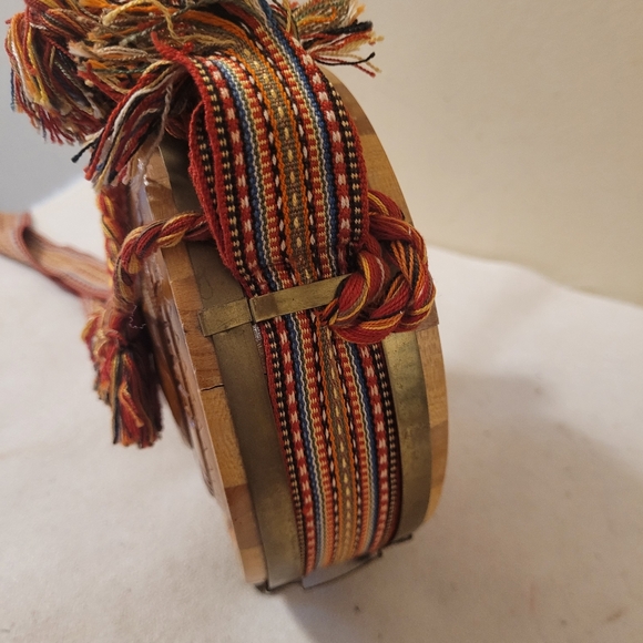 Vintage Wooden Flask Drinking Vessel Antique Hand Carved Wooden Flask w/Strap - Picture 7 of 16